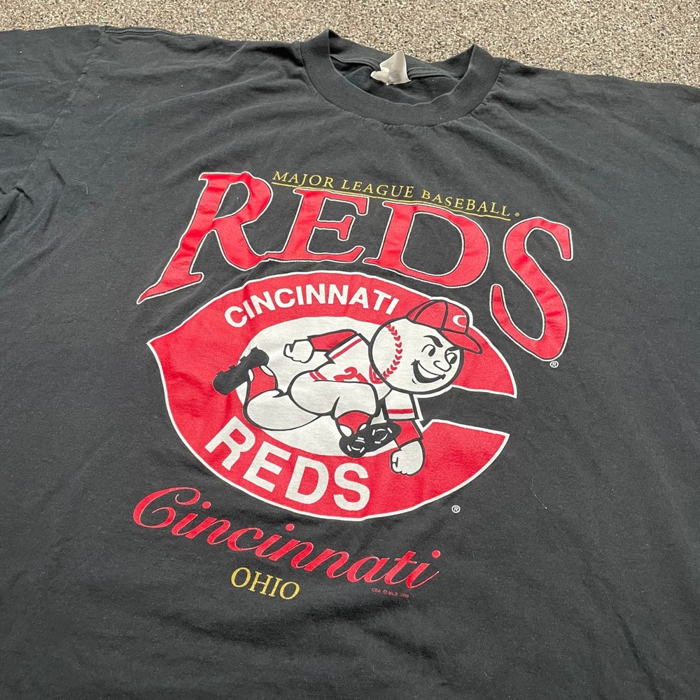 Vintage Cincinnati Reds MLB T-Shirt CSA Mr Redlegs Mascot Black 3XL 1999 90s